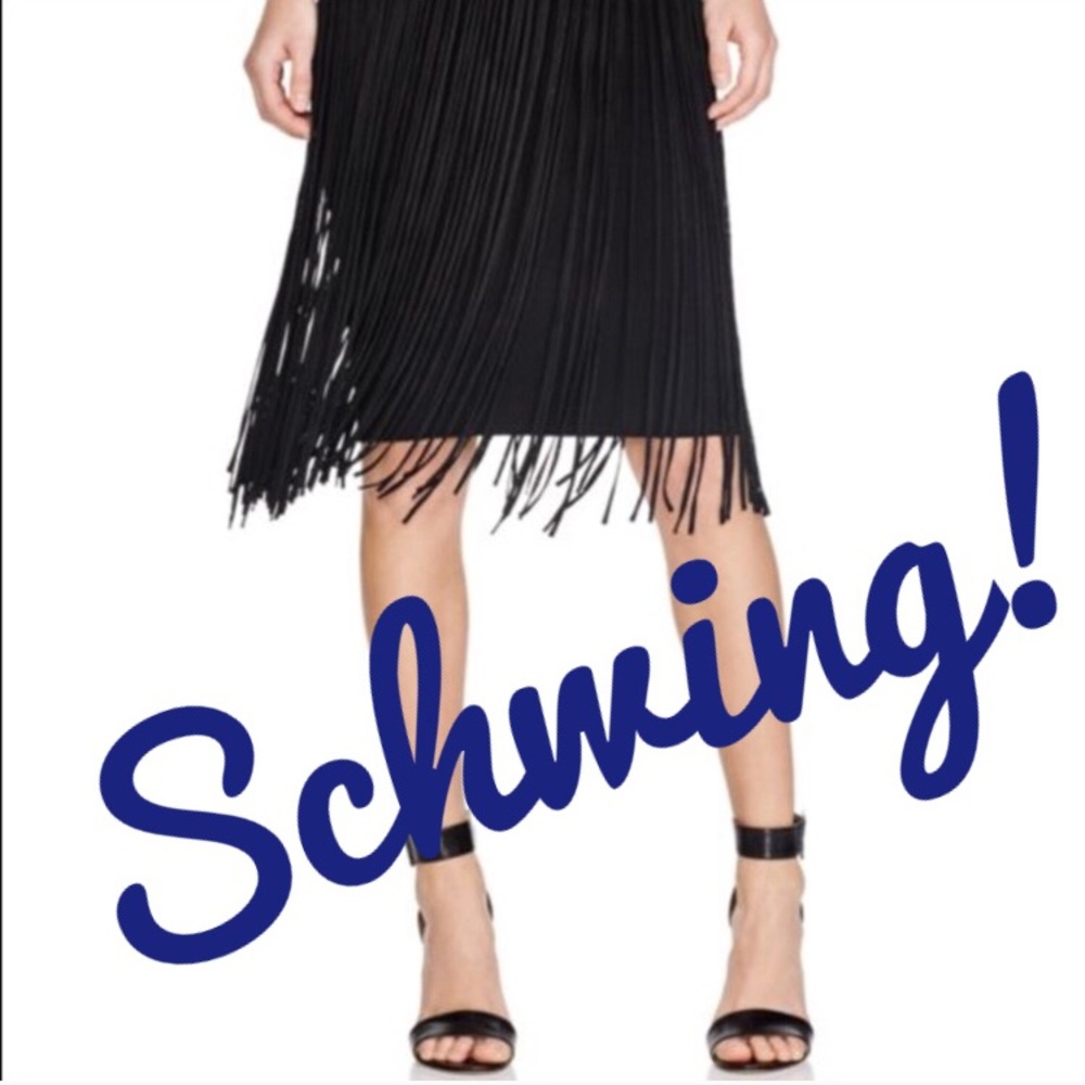 Tahari Fringe Skirt Midi NWT